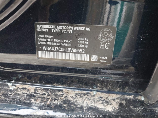 Aukcja sprzedaży 2020 Bmw 440xi Gran Coupe, vin: WBA4J7C05LBV99552, numer aukcji: 12563711