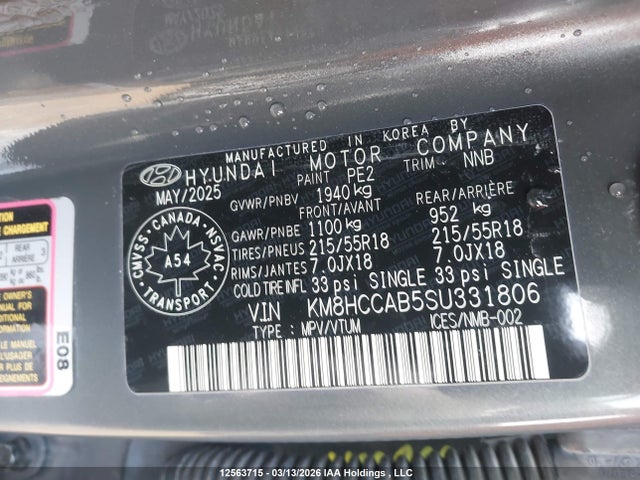 Aukcja sprzedaży 2025 Hyundai Kona Sel, vin: KM8HCCAB5SU331806, numer aukcji: 12563715
