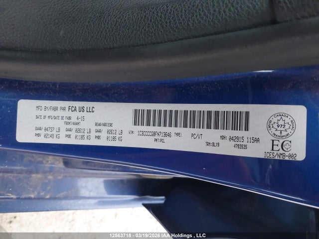 1C3CCCCG8FN713646 Chrysler 200 C