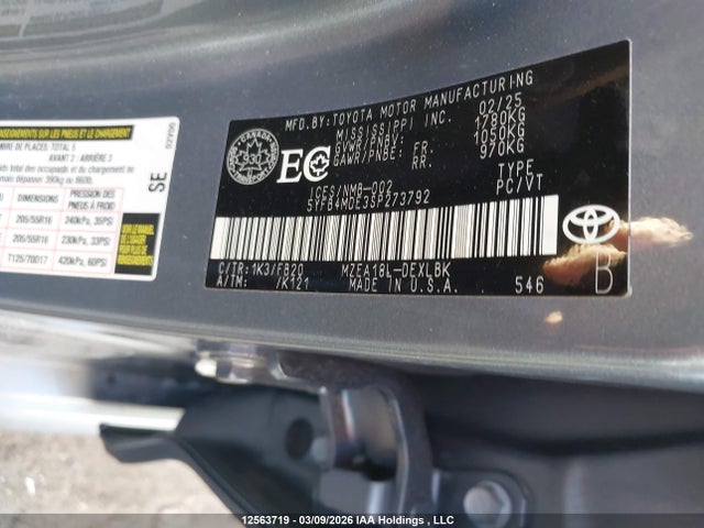 Продаж на аукціоні авто 2025 Toyota Corolla Le, vin: 5YFB4MDE3SP273792, номер лоту: 12563719
