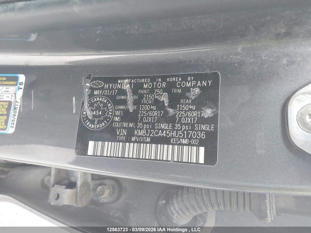 Aukcja sprzedaży 2017 Hyundai Tucson, vin: KM8J2CA45HU517036, numer aukcji: 12563723