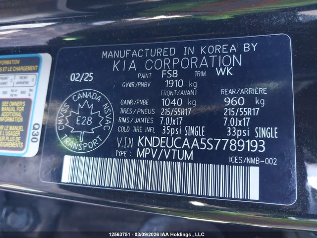 Aukcja sprzedaży 2025 Kia Seltos S, vin: KNDEUCAA5S7789193, numer aukcji: 12563751