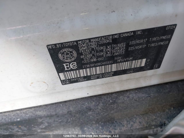 12563753 :رقم المزاد ، 2T3B1RFV0RC465935 vin ، 2024 Toyota Rav4 Le مزاد بيع