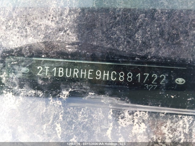 12563776 :رقم المزاد ، 2T1BURHE9HC881722 vin ، 2017 Toyota Corolla L/le/xle/se/xse مزاد بيع