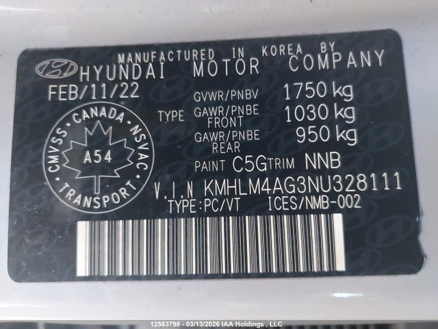 KMHLM4AG3NU328111 Hyundai Elantra Preferred Ivt