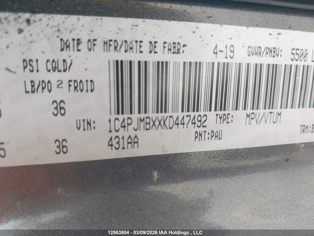 1C4PJMBXXKD447492 Jeep Cherokee Trailhawk