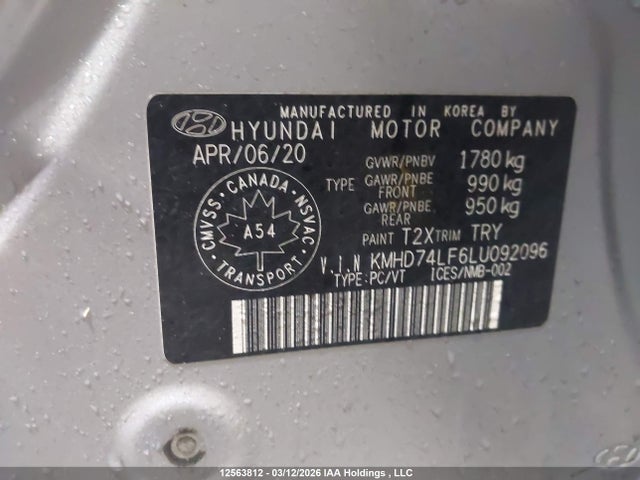 Продажа на аукционе авто 2020 Hyundai Elantra Se, vin: KMHD74LF6LU092096, номер лота: 12563812