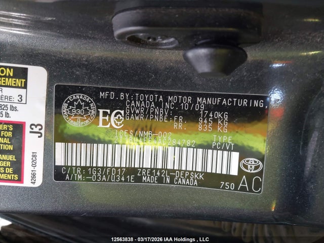 2010 Toyota Corolla S მანქანა იყიდება აუქციონზე, vin: 2T1BU4EE4AC284782, აუქციონის ნომერი: 12563838