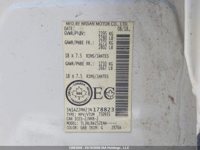 5N1AZ2MH2JN178823 Nissan Murano