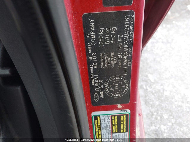 Продаж на аукціоні авто 2010 Hyundai Accent Gls, vin: KMHCN4BCXAU494161, номер лоту: 12563854