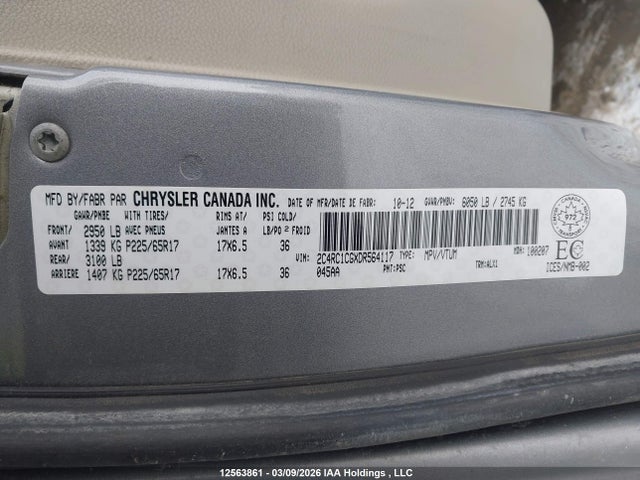 Продаж на аукціоні авто 2013 Chrysler Town & Country Touring-l, vin: 2C4RC1CGXDR564117, номер лоту: 12563861