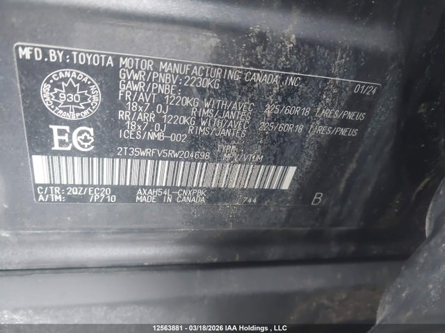 12563881 :رقم المزاد ، 2T35WRFV5RW204698 vin ، 2024 Toyota Rav4 Xse مزاد بيع