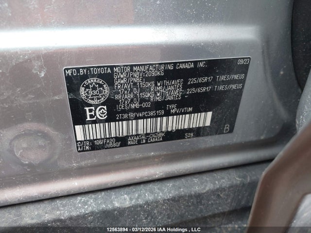 12563894 :رقم المزاد ، 2T3R1RFV4PC385159 vin ، 2023 Toyota Rav4 Xle مزاد بيع