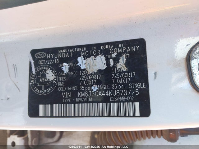 Aukcja sprzedaży 2019 Hyundai Tucson, vin: KM8J3CA44KU873725, numer aukcji: 12563911