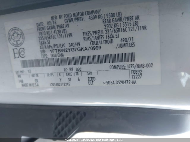 1FTBW2YG7GKA70999 Ford Transit-350