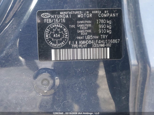 KMHD84LF4HU116867 Hyundai Elantra Gls