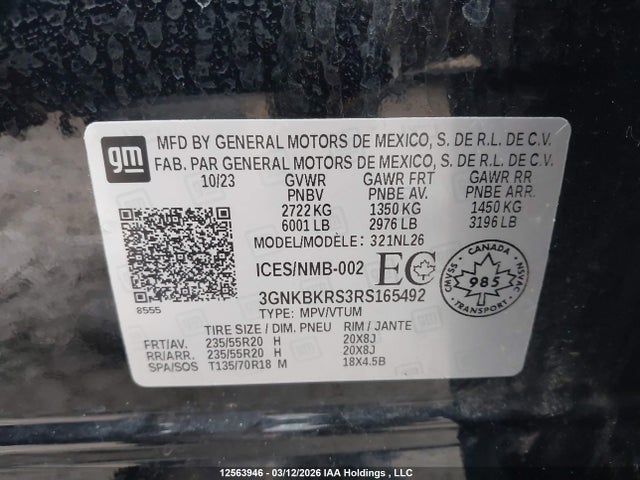 3GNKBKRS3RS165492 Chevrolet BLAZER RS