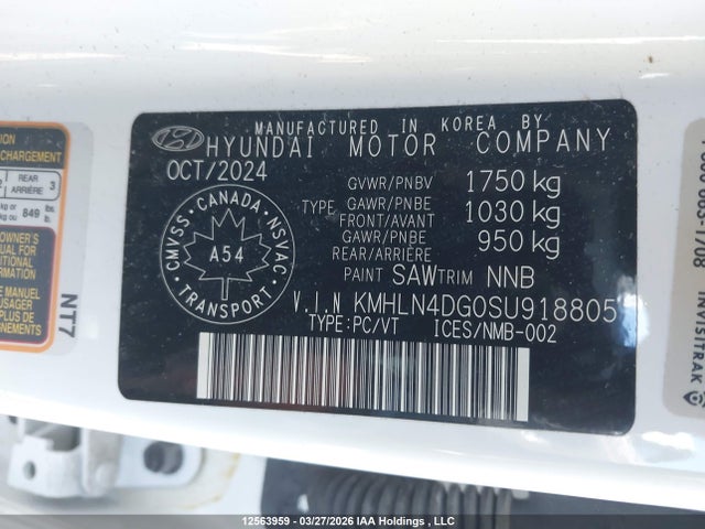 KMHLN4DG0SU918805 Hyundai Elantra Luxury
