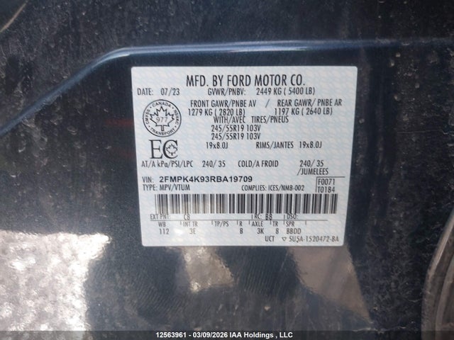 2024 Ford Edge Titanium მანქანა იყიდება აუქციონზე, vin: 2FMPK4K93RBA19709, აუქციონის ნომერი: 12563961