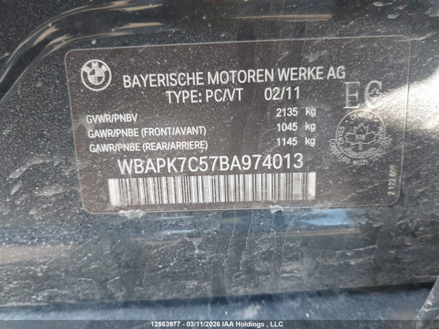 Продажа на аукционе авто 2011 Bmw 328 Xi, vin: WBAPK7C57BA974013, номер лота: 12563977