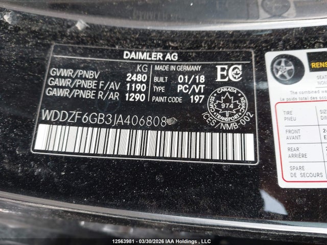 WDDZF6GB3JA406808 Mercedes-Benz E 400 4matic