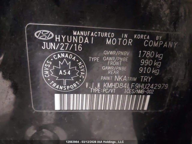 KMHD84LF9HU242979 Hyundai ELANTRA GL