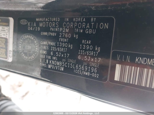 KNDMB5C15L6569196 KIA Sedona Lx/lx+