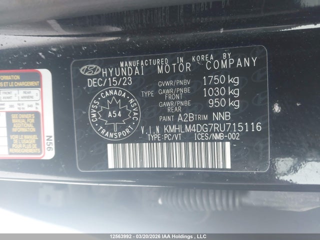12563992 :رقم المزاد ، KMHLM4DG7RU715116 vin ، 2024 Hyundai Elantra Sel مزاد بيع