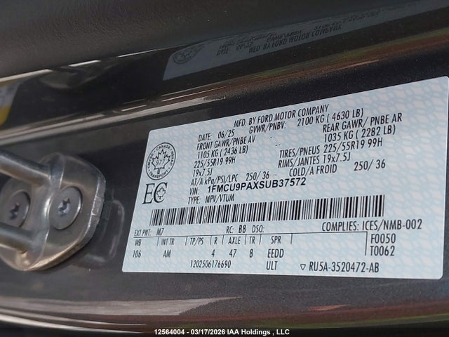 1FMCU9PAXSUB37572 Ford Escape