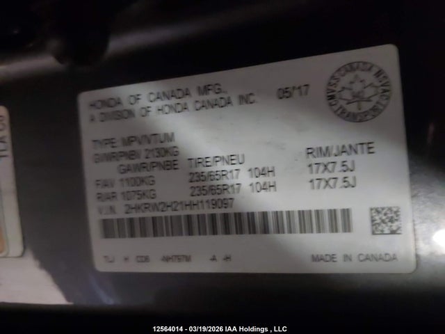 2HKRW2H21HH119097 Honda CR-V LX