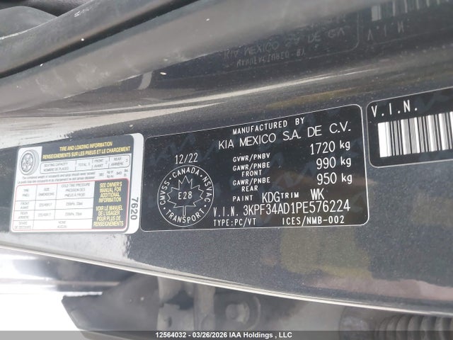 3KPF34AD1PE576224 KIA Forte Ex/ex Premium/ex+/gt-line