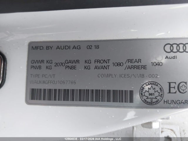 WAUK8GFF0J1057765 Audi A3 2.0t Technik