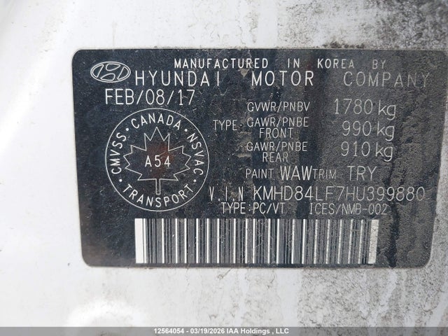 KMHD84LF7HU399880 Hyundai Elantra Se/value/limited
