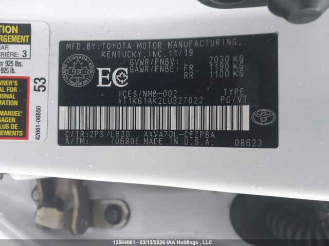 4T1K61AK2LU327022 Toyota CAMRY XSE