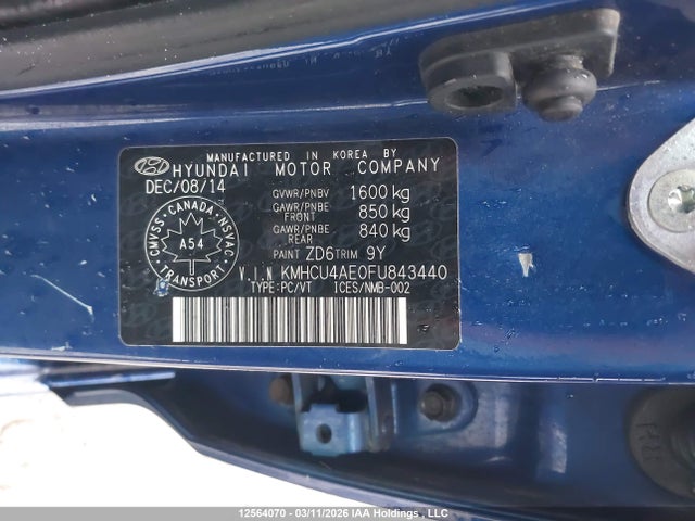 KMHCU4AE0FU843440 Hyundai Accent
