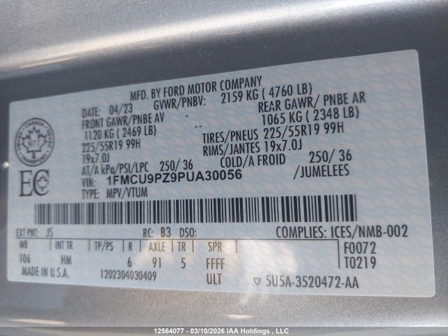 1FMCU9PZ9PUA30056 Ford Escape St-line Elite