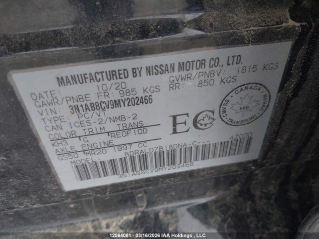 3N1AB8CV9MY202466 Nissan SENTRA SV