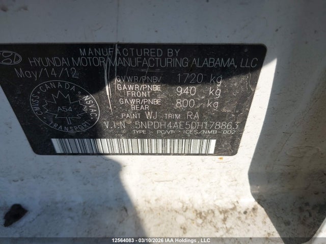 Продаж на аукціоні авто 2013 Hyundai Elantra, vin: 5NPDH4AE5DH178863, номер лоту: 12564083