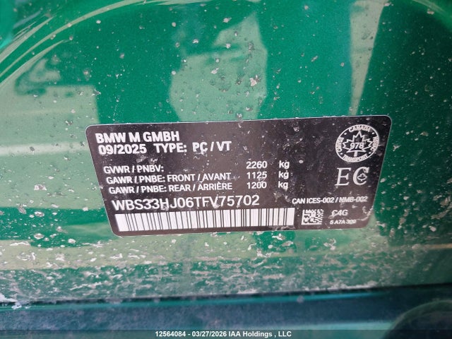 Продажа на аукционе авто 2026 Bmw M3 Competition, vin: WBS33HJ06TFV75702, номер лота: 12564084