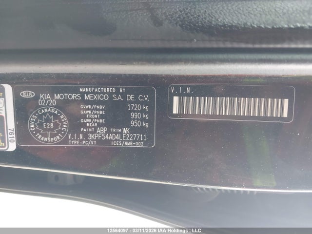 3KPF54AD4LE227711 KIA FORTE EX