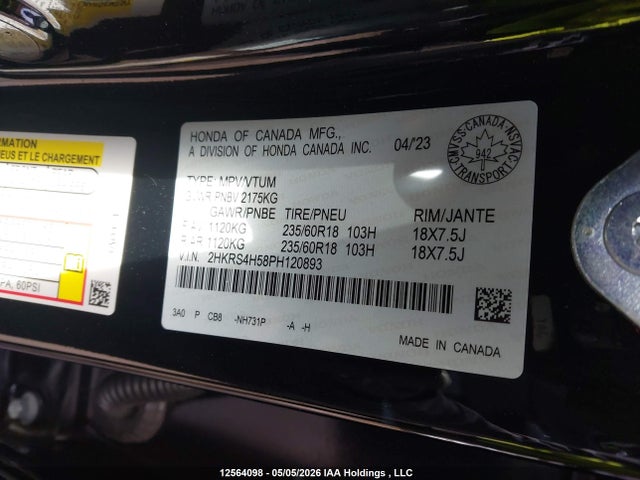 2HKRS4H58PH120893 Honda CR-V