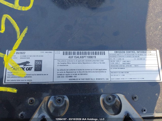 4UF1S4LK8PT100819 Arctic Cat Snowmobile