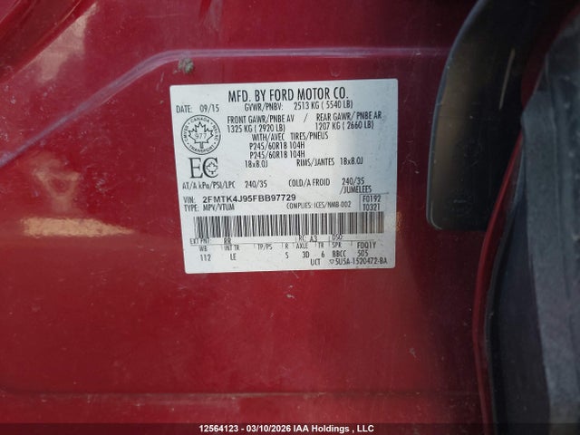 2015 Ford Edge Sel მანქანა იყიდება აუქციონზე, vin: 2FMTK4J95FBB97729, აუქციონის ნომერი: 12564123