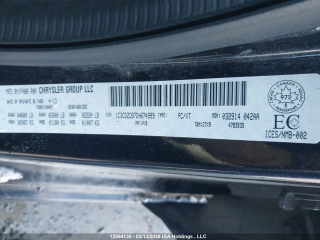 Продажа на аукционе авто 2013 Dodge Avenger Sxt, vin: 1C3CDZCB7DN674999, номер лота: 12564130