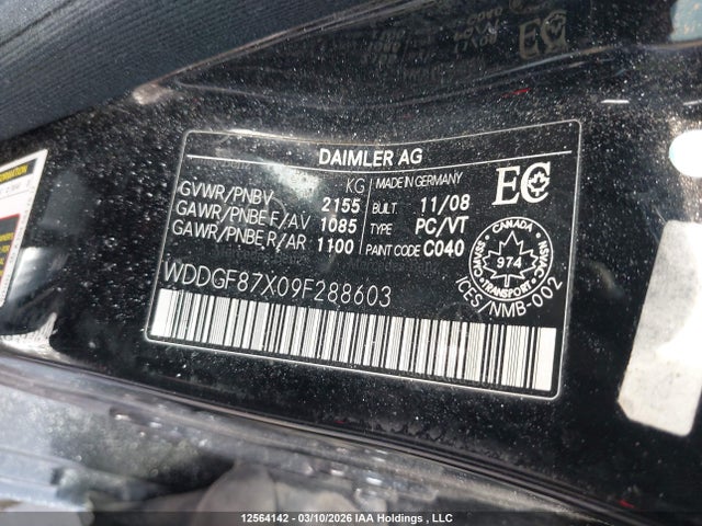 Aukcja sprzedaży 2009 Mercedes-benz C 350 4matic, vin: WDDGF87X09F288603, numer aukcji: 12564142