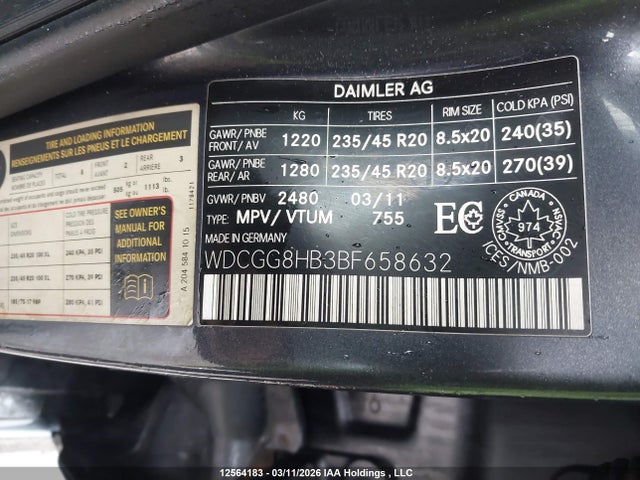 Aukcja sprzedaży 2011 Mercedes-benz Glk 350 4matic, vin: WDCGG8HB3BF658632, numer aukcji: 12564183