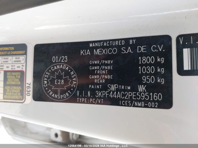 3KPF44AC2PE595160 KIA Forte Gt Limited