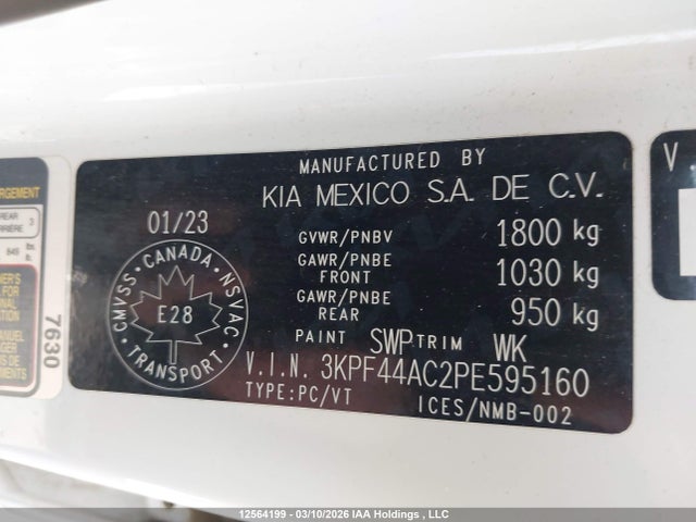 3KPF44AC2PE595160 KIA Forte Gt Limited
