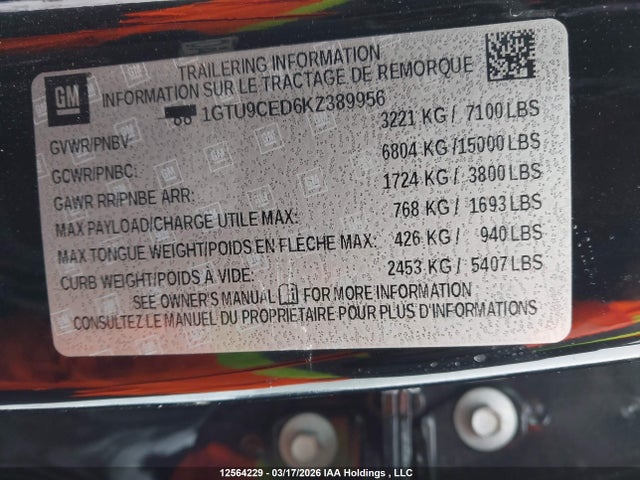 1GTU9CED6KZ389956 GMC Sierra K1500 Elevation