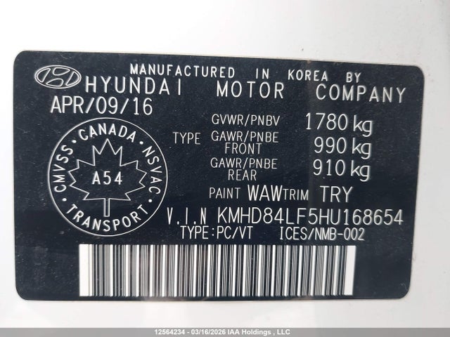 KMHD84LF5HU168654 Hyundai Elantra Gls